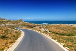 Road going through the island of Gozo, Malta.