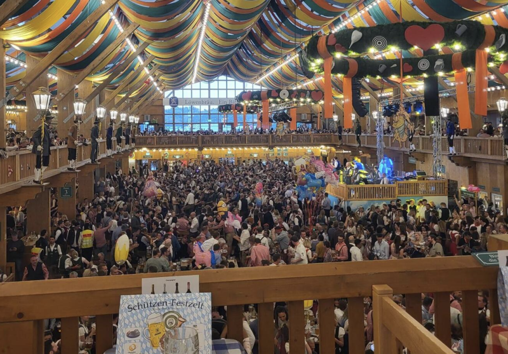 Festival tent at the Oktoberfest in Munich.