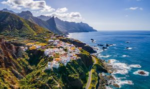 Coastal area with a small village in the Canary Islands.