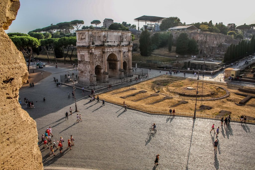 Tourists at the Roman Forum in Rome