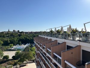 Hotel view of Rome from the roof terrace.