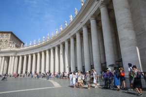 Tourists queuing at the Vatican, Rome.