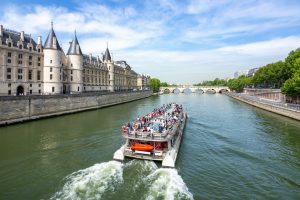 Boat on the Seine in Paris.