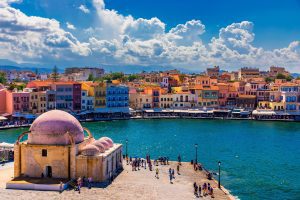 Picturesque Old Port of Chania, Crete.